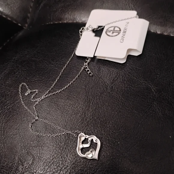 Giani Bernini Mother And Child Heart 925 Sterling Silver Pendant with Chain NWT - Picture 5 of 7